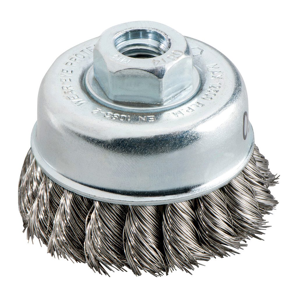 Hrnčekové rotačné vrkočové drôtené kefy