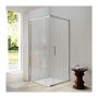 Glass 1989 Isy - Sprchový kút rohový vstup s posuvnými dverami alebo kompatibilný s bočnou stenou, veľkosť 90 cm, profily chrómové, číre sklo, GEX0004T500