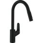 Hansgrohe Focus M41 - Kuchynská páková batéria 240 s vyťahovacou sprškou, 2jet, čierna matná 31815670