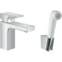 Hansgrohe Vernis Shape - Umývadlová batéria 100 s ručnou sprchou Bidette a sprchovou hadicou 160 cm, chróm 71216000