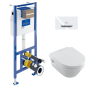 Villeroy & Boch - Inštalačný systém ViConnect s WC tlačidlom a závesným WC 370x530 mm s WC sedátkom, SoftClose, Rimless