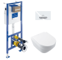 Villeroy & Boch - Inštalačný systém ViConnect s WC tlačidlom a závesným WC 370x530 mm s WC sedátkom, SoftClose, Twistflush[e³]