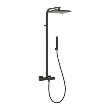 Alpi Una - Sprchová batéria nástenná termostatická, pevná sprcha + ručná sprcha – komplet, čierna matná UN18SM2151NE
