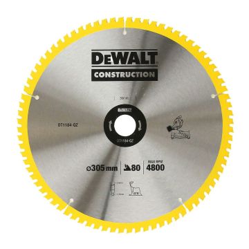 DeWALT DT1184 - Pílový kotúč Construction na drevo 305×30mm, 80 zubov