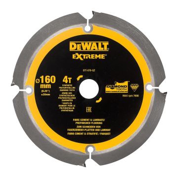DeWALT DT1470 - Pílový kotúč Extreme® na cementovláknité a laminátové dosky, 160×20mm, 4 zuby