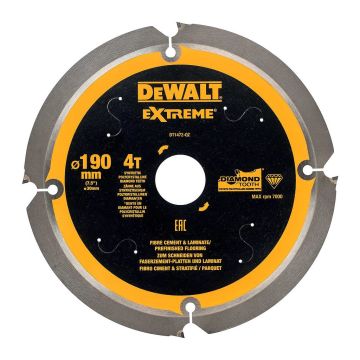 DeWALT DT1472 - Pílový kotúč Extreme® na cementovláknité a laminátové dosky, 190×30mm, 4 zuby