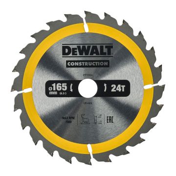 DeWALT DT1934 - Pílový kotúč Construction na drevo s klincami, 165×20mm, 24 zubov