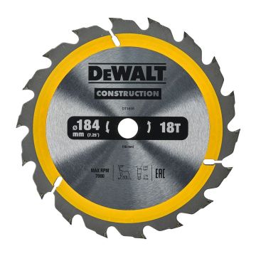 DeWALT DT1938 - Pílový kotúč Construction na drevo s klincami, 184×16mm, 18 zubov