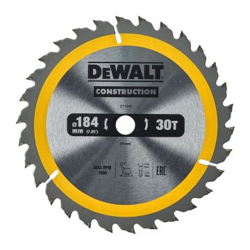 DeWALT DT1940 - Pílový kotúč Construction na drevo s klincami, 184×16mm, 30 zubov