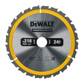 DeWALT DT1952 - Pílový kotúč Construction na drevo s klincami, 216×30mm, 24 zubov