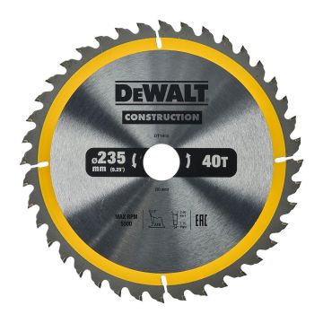 DeWALT DT1955 - Pílový kotúč Construction na drevo s klincami, 235×30mm, 40 zubov