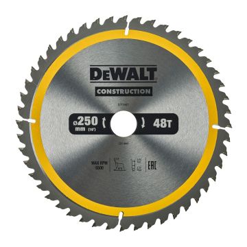 DeWALT DT1957 - Pílový kotúč Construction na drevo s klincami, 250×30mm, 48 zubov