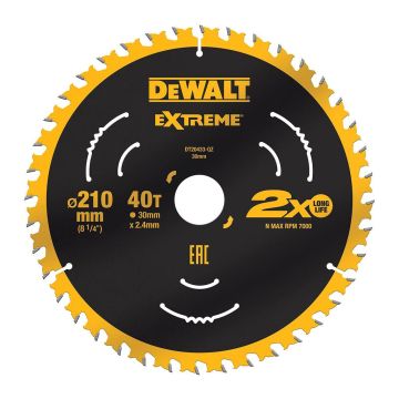 DeWALT DT20433 - Pílový kotúč 210×30mm, 40 zubov ATB 7°, pre DWE7485