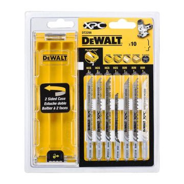 DeWALT DT2296 - Sada pílových platkov XPC z ocele HCS na drevo, pre priam. píly, 10ks + puzdro