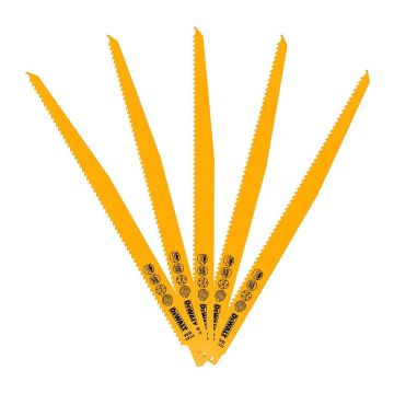 DeWALT DT2350 - Bimetalové pílové listy na drevo s klincami a plasty, 305mm, rýchle rezy, pre mečové píly, 5ks