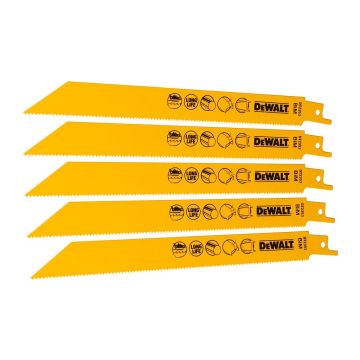 DeWALT DT2353 - Bimetalové pílové listy na kov do 3-8mm, 203mm, pre chvostové píly, 5ks
