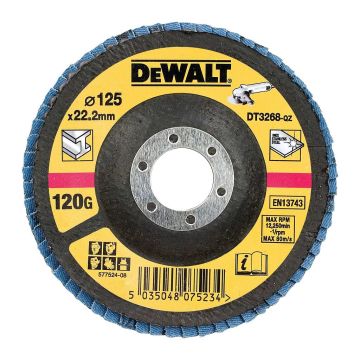 DeWALT DT3268 - Brúsny lamelový kotúč na kov 125×22,2mm, 120G - vypuklý, šikmý, typ 29