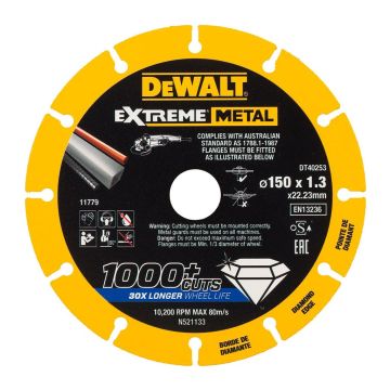 DeWALT DT40253 - Diamantový kotúč Extreme® na rezanie kovov - 150×1,3×22,23mm
