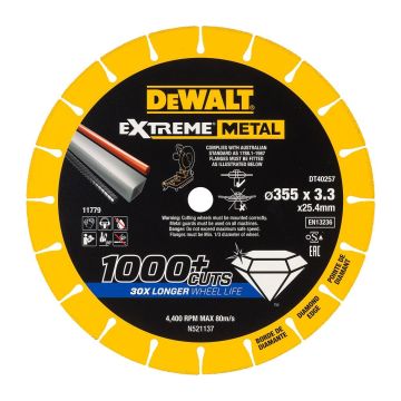 DeWALT DT40257 - Diamantový kotúč Extreme® na rezanie kovov - 355×3,3×25,4mm
