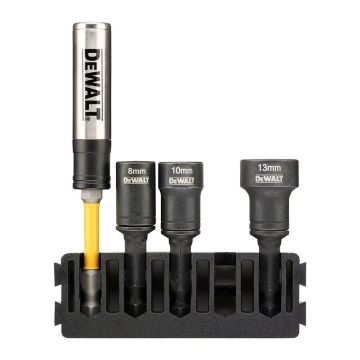 DeWALT DT70827 - Sada ToughCase™ - držiak 5ks bitov + čistiteľné uťahovacie hlavice 8, 10, 13mm