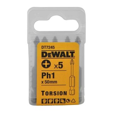 DeWALT DT7245 - Torsion bity s krížovou drážkou Phillips Ph1, 50mm, 5ks