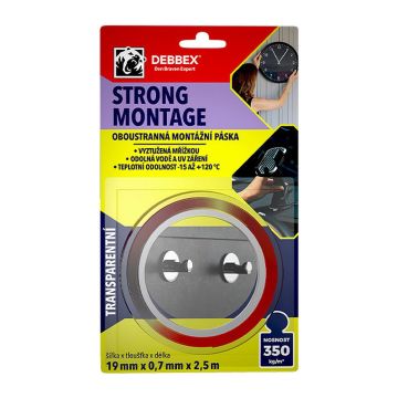 Den Braven B8240BD - Obojstranná montážna páska STRONG MONTAGE 19 mm x 0,7 mm, dĺžka 2,5 m transparentná