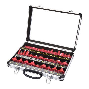 Extol Premium 44040 - Profilové frézy HSS s SK plátkami, 35-dielna sada, hliníkový kufor