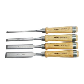 Extol Premium 8812420 - Dláta, drevená rukoväť, 4-dielna sada