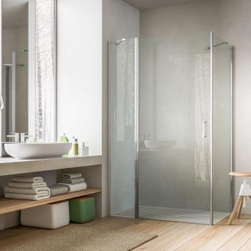 Glass 1989 Soho - Sprchový kút bočný panel, veľkosť vaničky 80 cm, profily chrómové, číre sklo, GQL0003T500