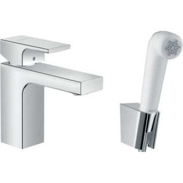 Hansgrohe Vernis Shape - Umývadlová batéria 100 s ručnou sprchou Bidette a sprchovou hadicou 160 cm, chróm 71216000
