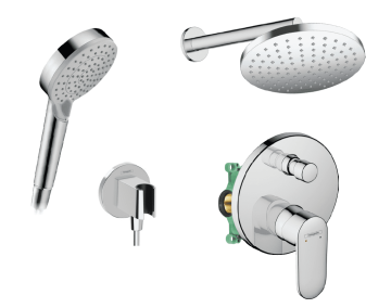 Hansgrohe set 20 - Sprchový systém pod omietku s pákovou batériou, komplet, čierna matná