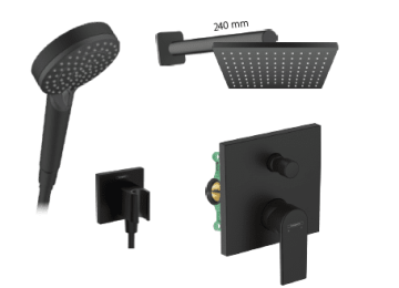 Hansgrohe set 21 - Sprchový systém pod omietku s pákovou batériou, komplet, čierna matná