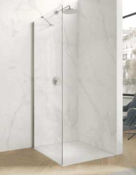 Hüppe Astra - Walk-in/Bočná stena pre krídlové dvere s pevným segmentom 800x2000 mm pre 4-uholník, profil strieborná pololesklá, číre sklo s Anti-Plaque PX0202.069.322