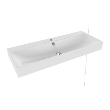 Kaldewei Silenio - Umývadlo na stenu 1200x460 mm, 1 otvor pre batériu, s prepadom, Perl-Effekt, alpská biela 904506013001