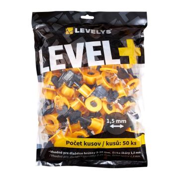Levelys LS1900 - Maticové leveling spony LEVEL+ 1,5mm - opakovane použiteľné, pre dlažbu a obklady hrúbky 2-16mm