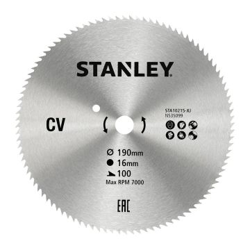 Stanley STA10215 - Kotúč pílový, priečne rezanie, 190×16mm, 100 zubov
