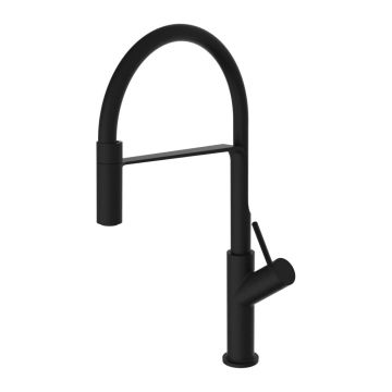 Teorema - Drezová batéria stojánková so silikónovým ramenom, čierna matná 17525BB