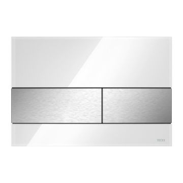 TECEsquare - Ovládacie tlačidlo pre WC, biele sklo/brúsená nerezová oceľ 9240801