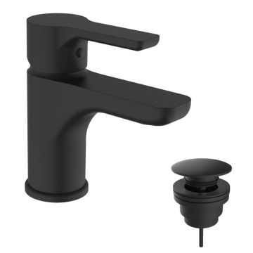 Teorema Goodlife - Umývadlová batéria stojanková s Clic-Clac zátkou, Matná čierna 86301BB