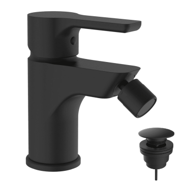 Teorema Goodlife - Bidetová batéria s odtokovou súpravou Click, matná čierna 86401BB