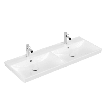 Villeroy & Boch Avento - Dvojité umývadlo 1200x470mm, s prepadom, alpská biela 4A23CK01
