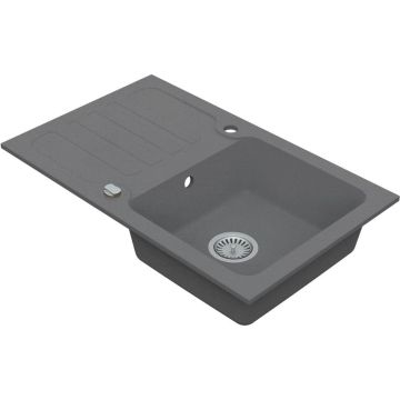 Vima 911 - Granitový drez s odkvapkávacou plochou 780x480x165 mm, sivá