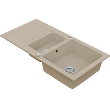 Vima 922 - Granitový drez 960x480x183mm 1,5-sektora s odkvapkávacou plochou, piesková