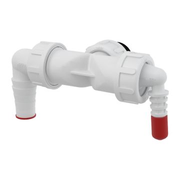 AlcaPlast P156Z-G1 - Dvojité kolienko G 1" × Ø 8–23 mm pre napojenie práčky a sušičky na sifón, so spätnými klapkami