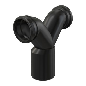 AlcaPlast M909 - Spojovacie dvojité koleno 90° k závesnej WC mise, redukcia 2×DN 90 × DN 110, dĺžka 253 mm, PE, čierna