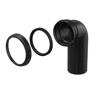 AlcaPlast M908 - Koleno odpadu 90° k závesnej WC mise, DN 90 × DN 90, dĺžka 200 mm, PE, čierna