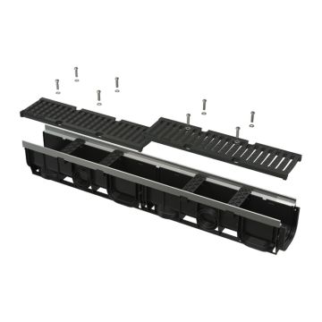 AlcaPlast AVZ103-R201 - Vonkajší žľab 100 mm s kovovým rámom a liatinovým roštom D400