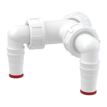 AlcaPlast P148Z - Dvojité kolienko G 1" × Ø 17–23 mm pre napojenie práčky a umývačky na sifón, so spätnými klapkami