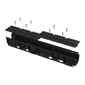 AlcaPlast AVZ104-R401 - Vonkajší žľab 100 mm s plastovým rámom a plastovým roštom A15