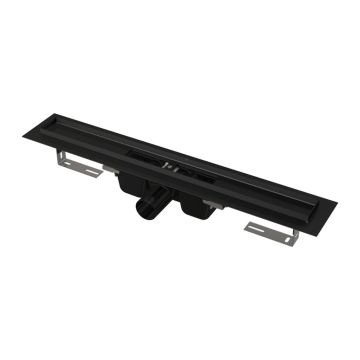AlcaPlast APZ1BLACK-750 - Podlahový žľab s okrajom pre perforovaný rošt, čierna-mat